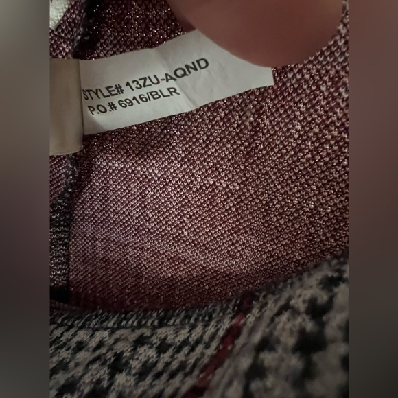 Self E Houndstooth Pull on Stretch Flare Pants Size Medium Black Gray Maroon - Picture 5 of 6